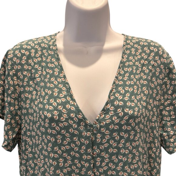 Rails Sophia Romper Lotus Print Size L V-Neck Green Floral Short Sleeve One - Picture 2 of 5